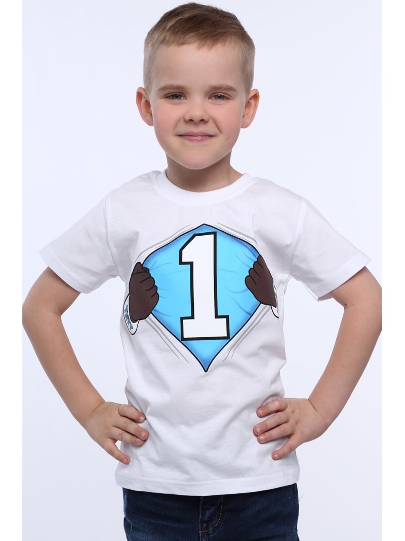 Jungen-T-Shirt mit Nummer, weiß NDZ4478 – Online-Shop – Boutique